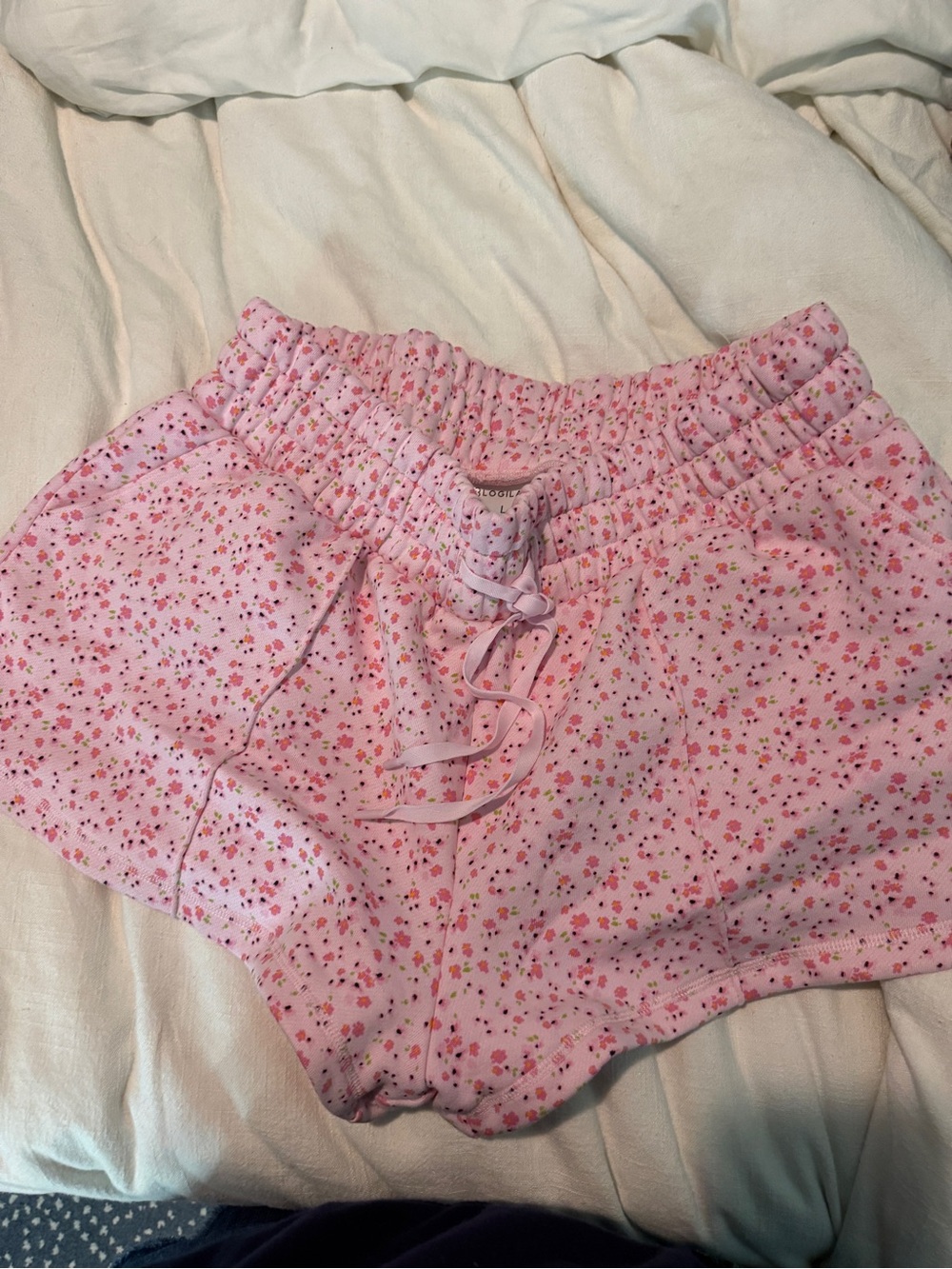 Women’s Pink Floral Blogilates Athletic Drawstring Shorts